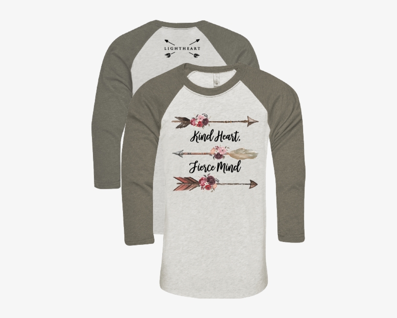 Light Heart Kind Heart Arrows Baseball Tee - T-shirt, transparent png #515355