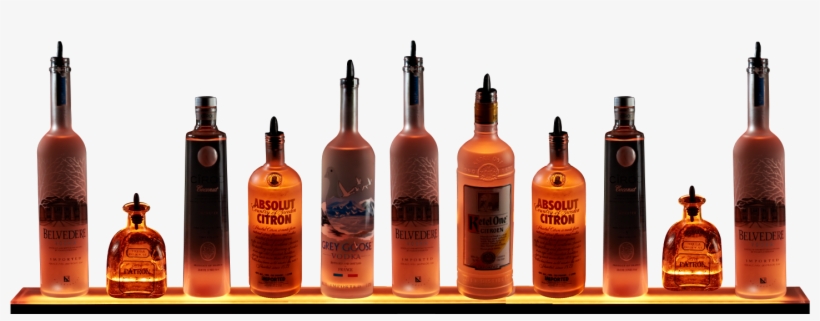 3 Light Shelf Amber - Liquor Bottle Display Bar Shelf Png, transparent png #517294