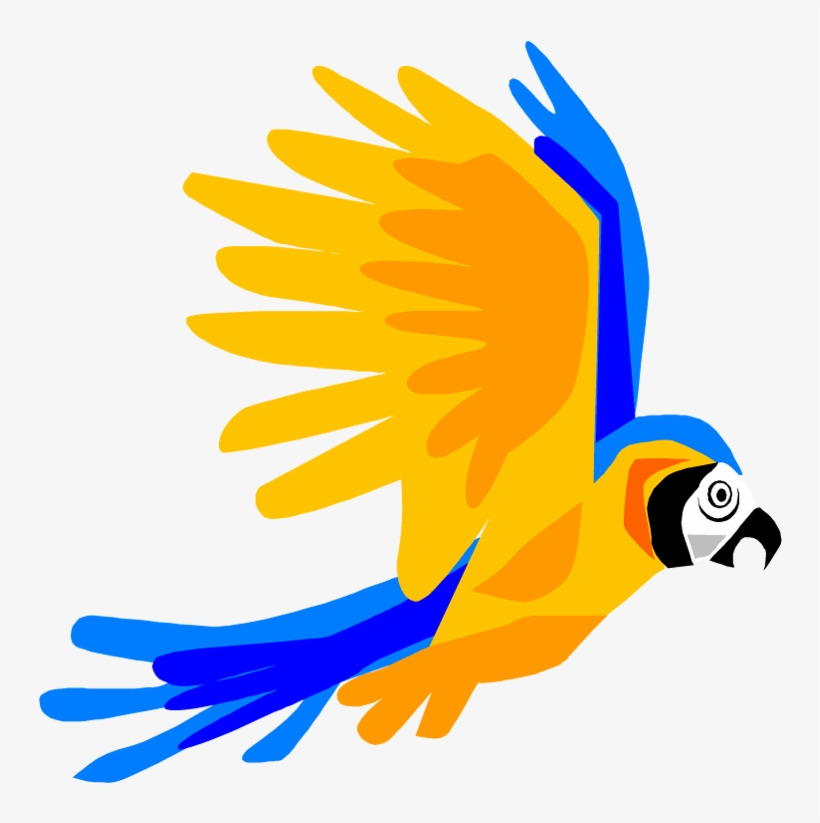 Blue And Yellow Macaw Clipart Flight - Tropical Birds Flying Cartoon, transparent png #517720