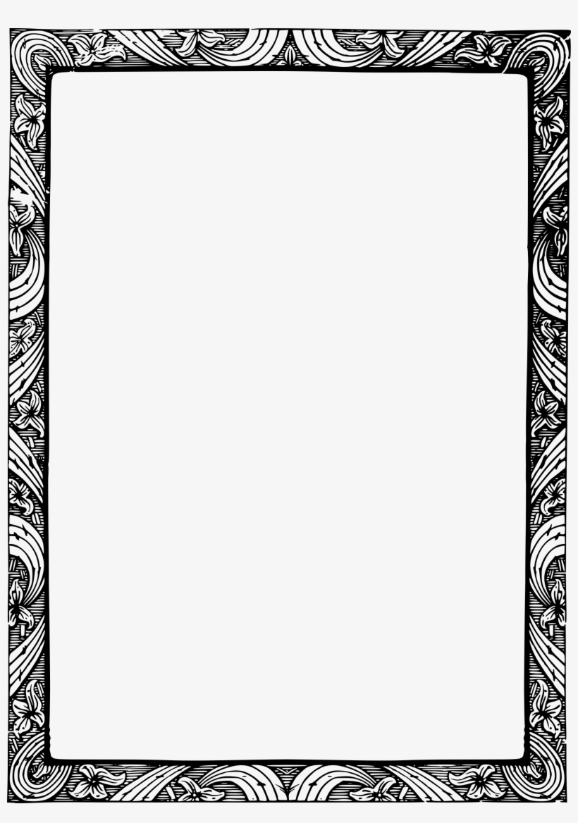 Flower Power Big Image Png - Romantic Border Black And White, transparent png #517781
