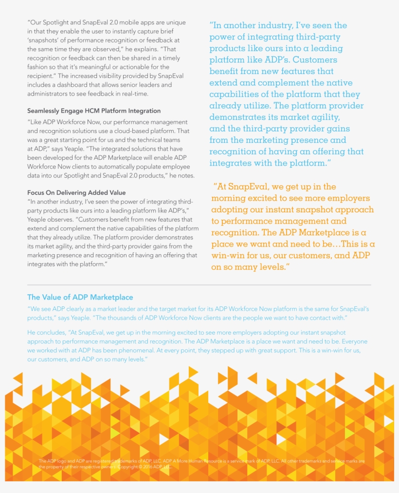 Adp Snapeval Testimonial - Advertising, transparent png #518617