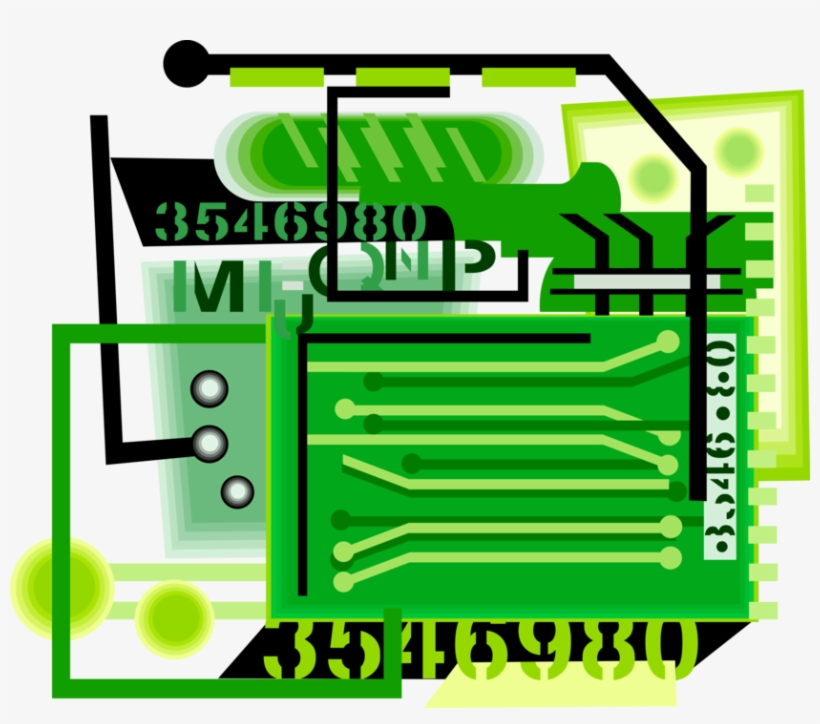 Vector Illustration Of Computer Printed Circuit Board - Vector Graphics, transparent png #519659