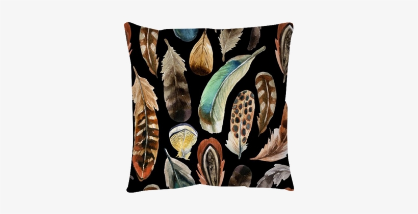 Watercolor Feather Background Pillow Cover - Lunch Napkins Aquarell Feathers, transparent png #519714