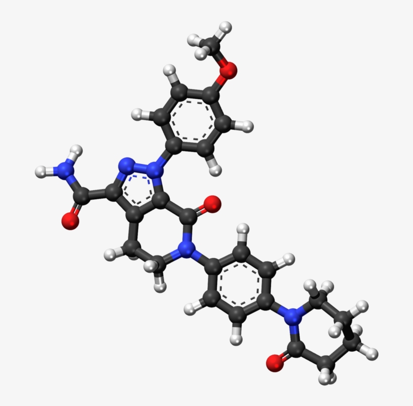 Apixaban Ball And Stick Model - Amine Compounds (chemical Compounds), transparent png #5103856