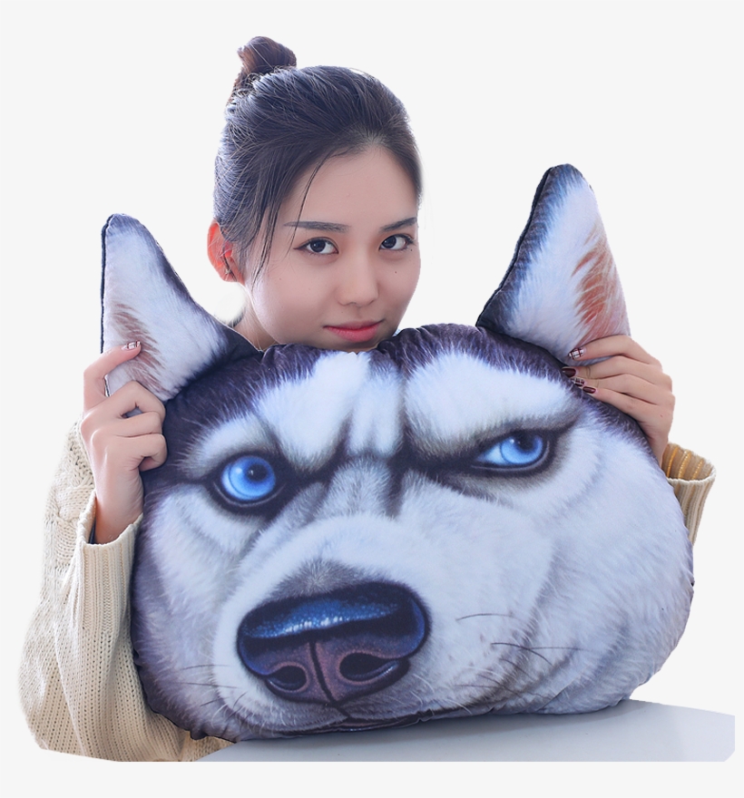 Dawa God Annoying Dog Husky Pillow 3d Dog Head Creative - Angelwing Plush Creative 3d Dog Face Throw Pillows, transparent png #5108515