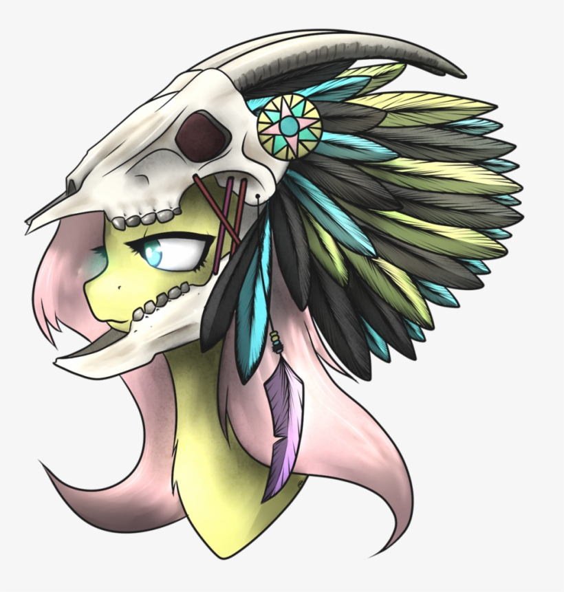 Taps, Chiefyshy, Feather, Fluttershy, Goat Skull, Headdress, - Арты Поня, transparent png #5113820