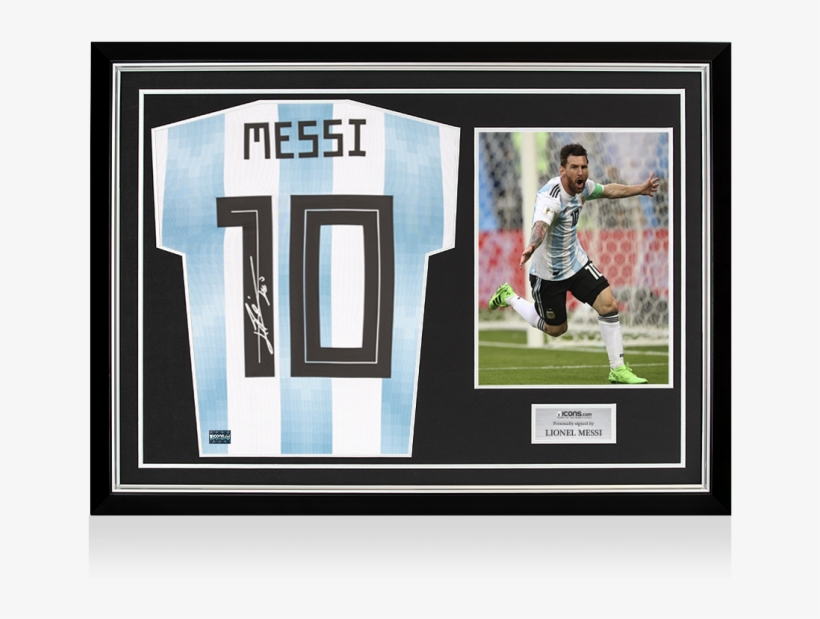 Lionel Messi Official Back Signed Argentina 2018 Home - Picture Frame, transparent png #5114230