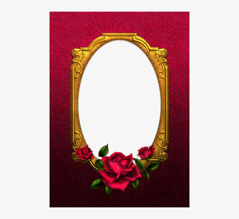 Free Png Red And Gold Rose Tansparent Frame Png Images - Png Frame With Rose, transparent png #5121459