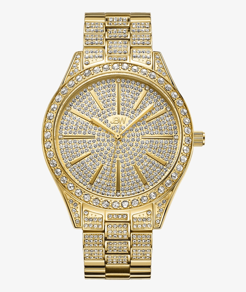Jbw Cristal J6346a Gold Diamond Watch Front - Jbw Women's Cristal Diamond 39mm 18k Gold Plated Bracelet, transparent png #5130776