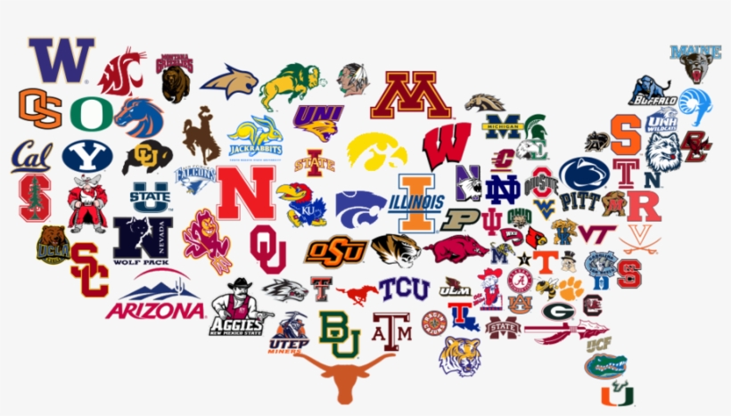 College Football Teams Logos Clipart College Football - Map Of Usa Colleges, transparent png #5136167