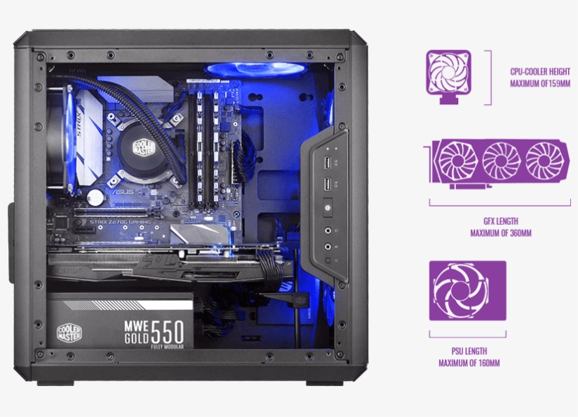 The Masterbox Q300l Case Supports Cpu Coolers Up To - Cooler Master Masterbox Q300l, transparent png #5136700