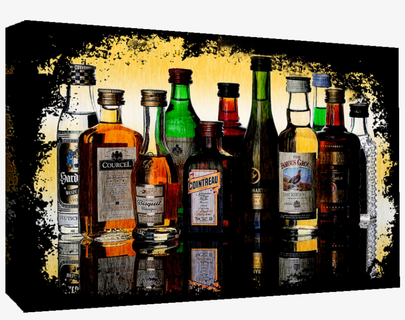 Grunge Spirits - Grunge Alcohol / Spirit Bottles Cotton Canvas Wall, transparent png #5138750