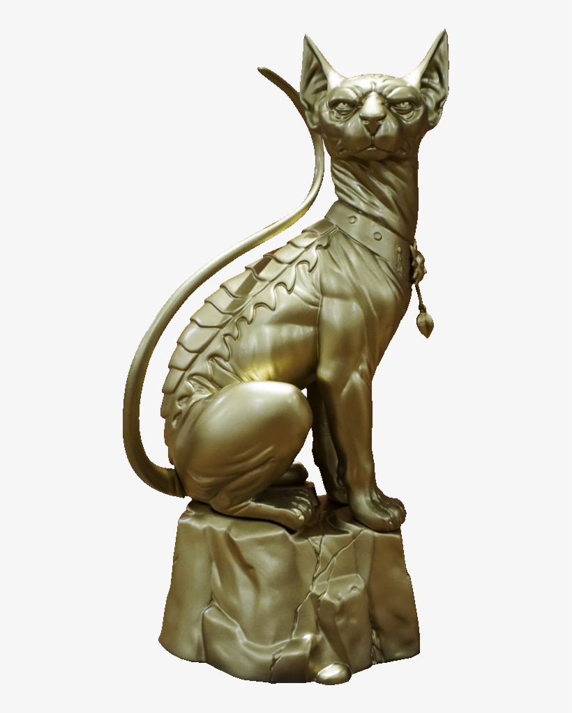 Saga Lying Cat Statue - Gold Statue, transparent png #5141111