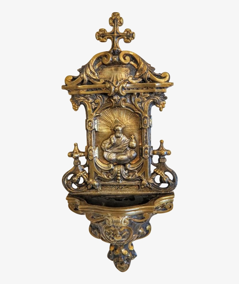Antique Gilt Bronze Holy Water Font, , 19th Century - Sconce, transparent png #5141308