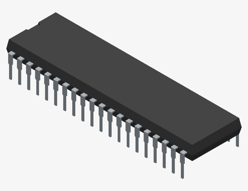 Pic18f4520 I/p - Microchip - 3d Model - Dual In Line - Atmega 16 Png, transparent png #5143927