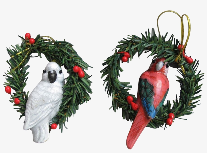 Cockatoo And Macaw Parrot Hand Painted Wood Christmas - Macaw, transparent png #5144991