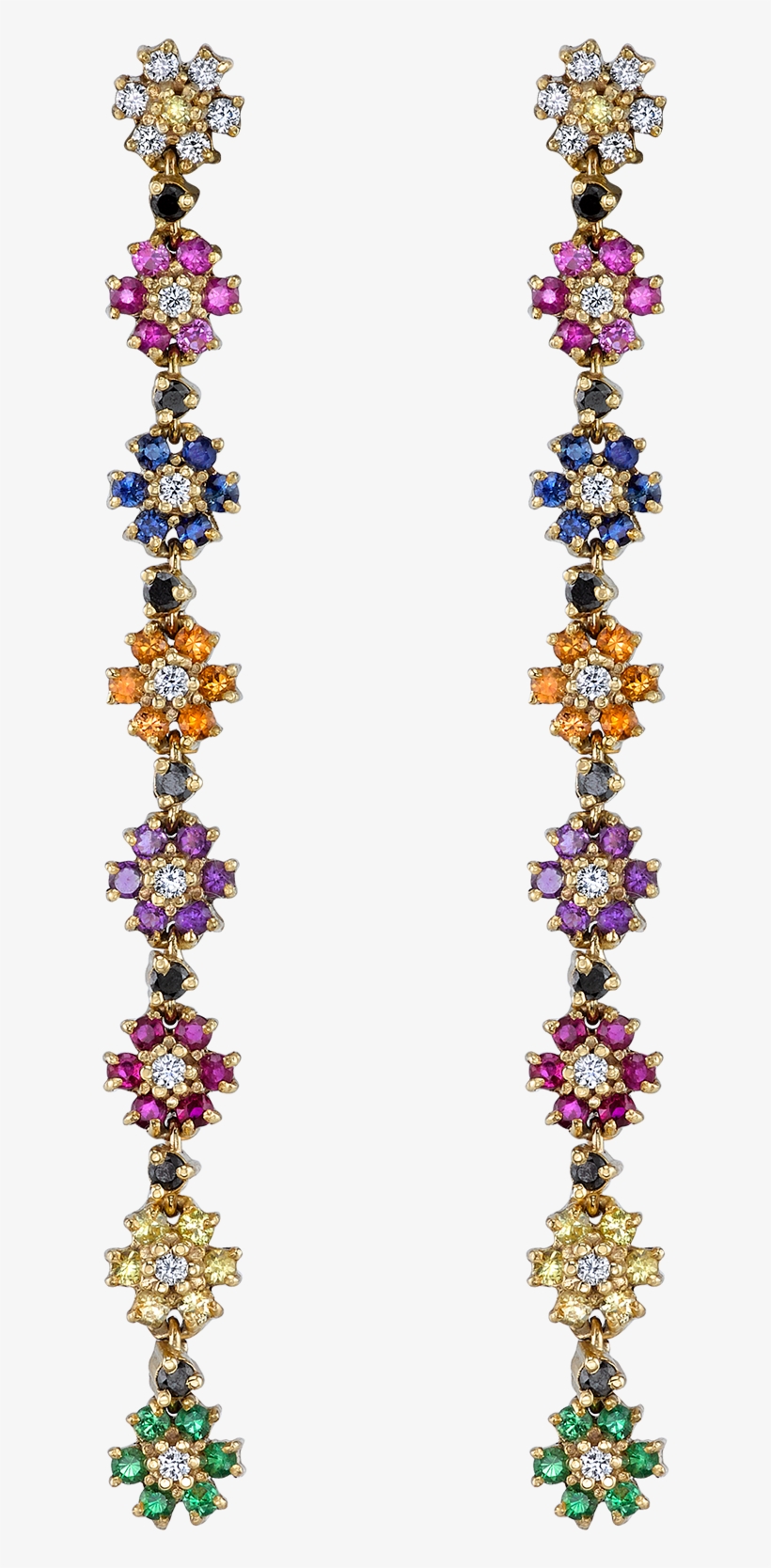 Rainbow Flower Drop Earring - Earring, transparent png #5145400