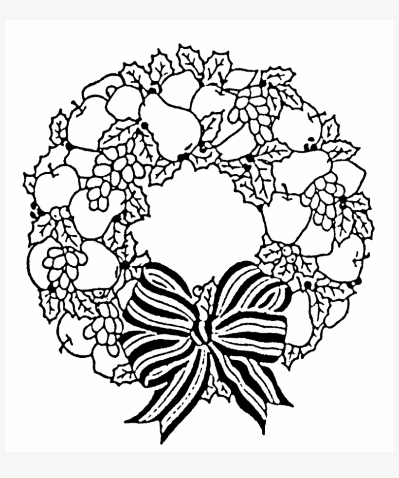 Festive Wreath Rubber Stamp - Christmas Wreath Coloring Pages, transparent png #5146169