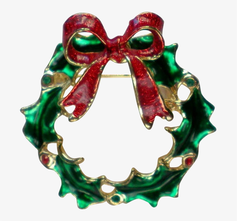Green Holly Leaves Wreath For Christmas Holidays Pin - Feuille De Houx Vert Couronne De Noël Vacances Pin, transparent png #5146223