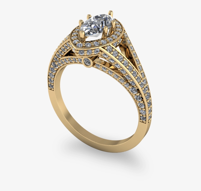 Marquis Diamond Cathedral Style Commitment Ring - Ring, transparent png #5148141