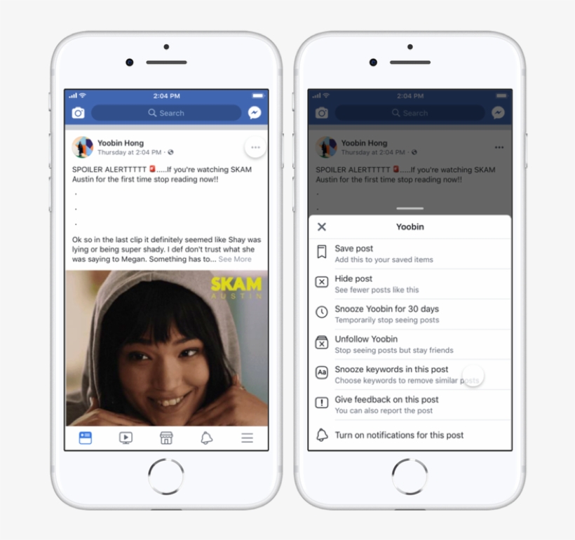 Users Can Then Hit The Drop-down Arrow On The Post - Snooze Keywords Facebook, transparent png #5149522