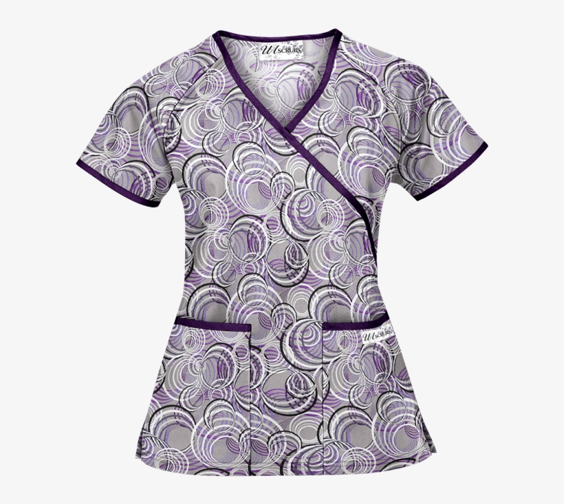 Wt668cvd - Dk Purple Scrub Print Tops, transparent png #5152810