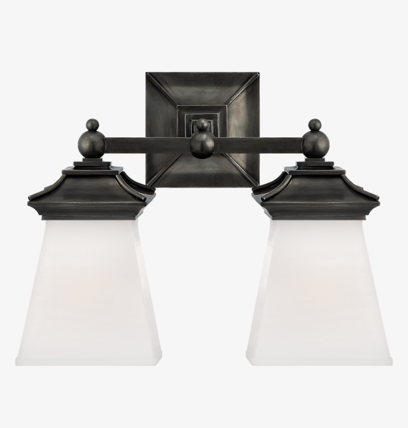 Chinoiserie Double Light In Bronze With White Gl - Visual Comfort Chd 1516bz-wg E. F. Chapman Traditional, transparent png #5153405