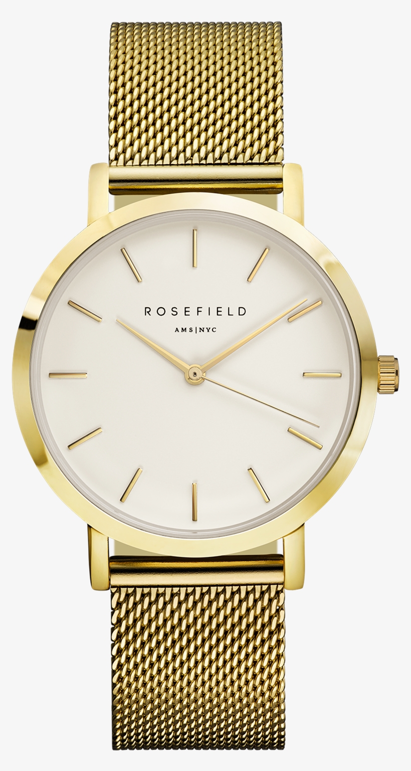 Rosefield The Mercer Pvd Gold Plated Case Gold Mesh - Women's Rosefield Mercer Mesh Strap Watch, 38mm, transparent png #5154373