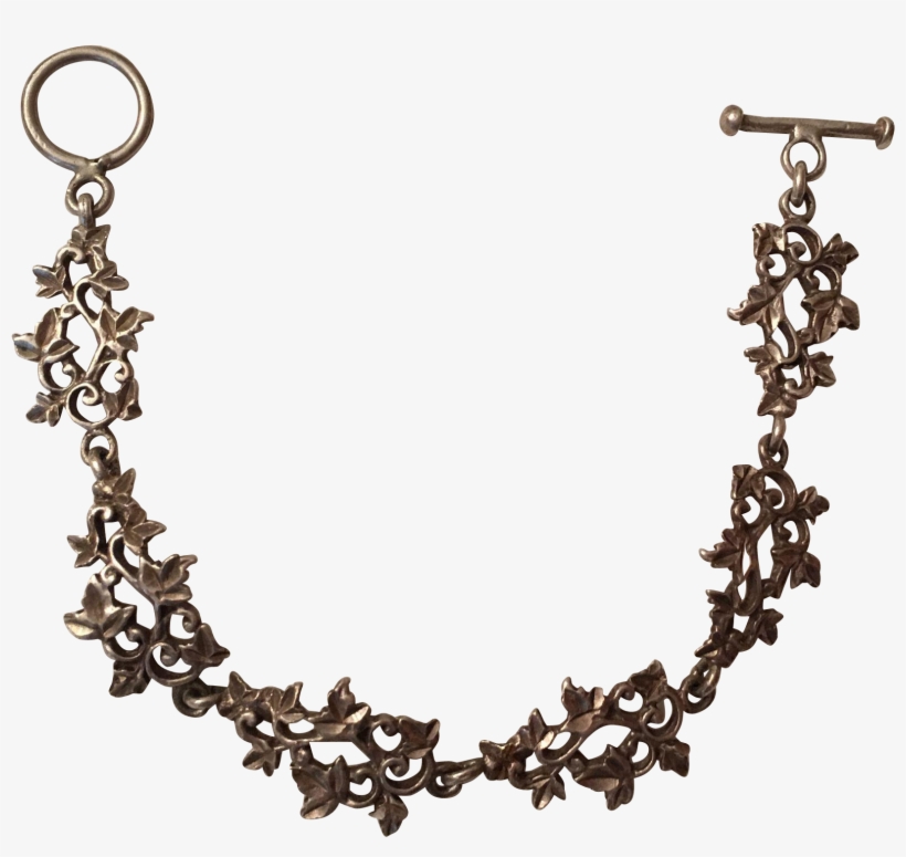 Vintage Sterling Silver Mexico Ivy Leaf Link Bracelet - Chain, transparent png #5154417