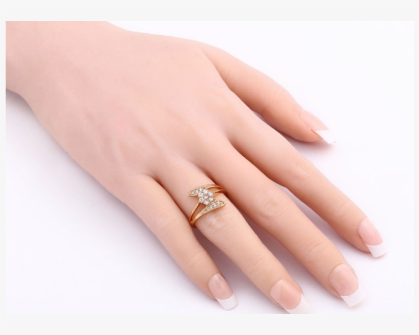 Zirconium Crystals New Fashion Palm Gold Plated Rings - Womens Wedding Engagement Fashion Jewelry Crystal Promise, transparent png #5154761