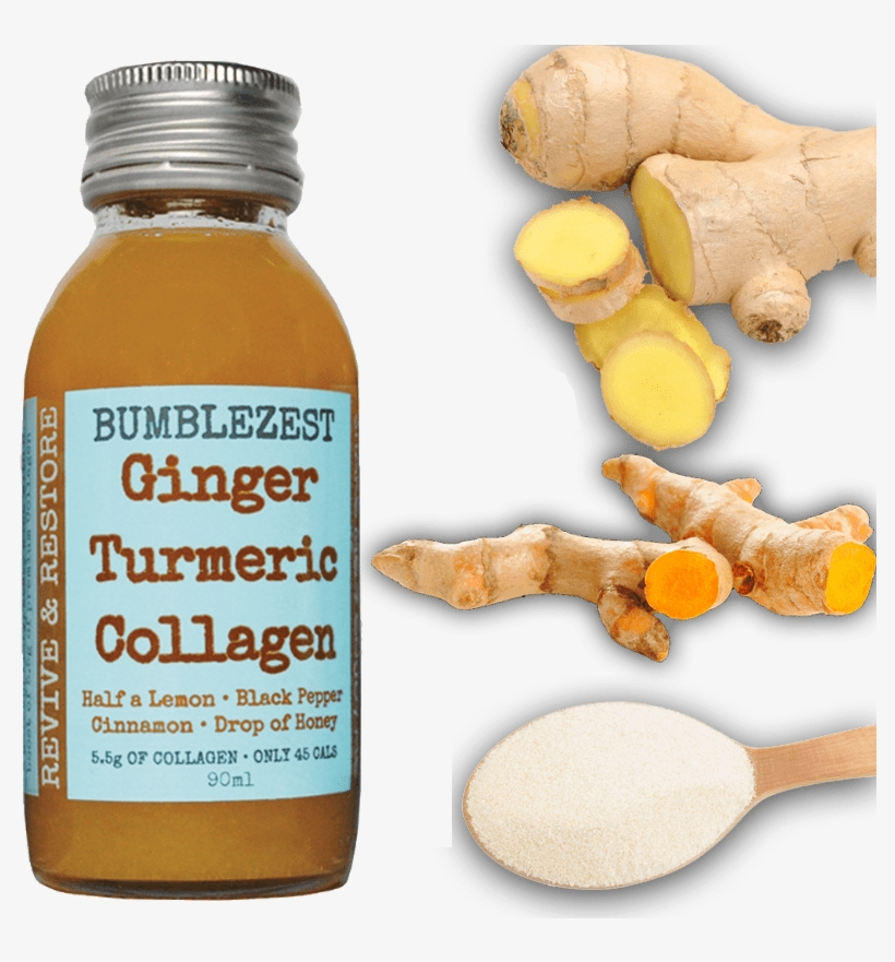 Ginger Turmeric Collagen Bottle With Ingredients - Bruce Cost Ginger Ale, transparent png #5154931