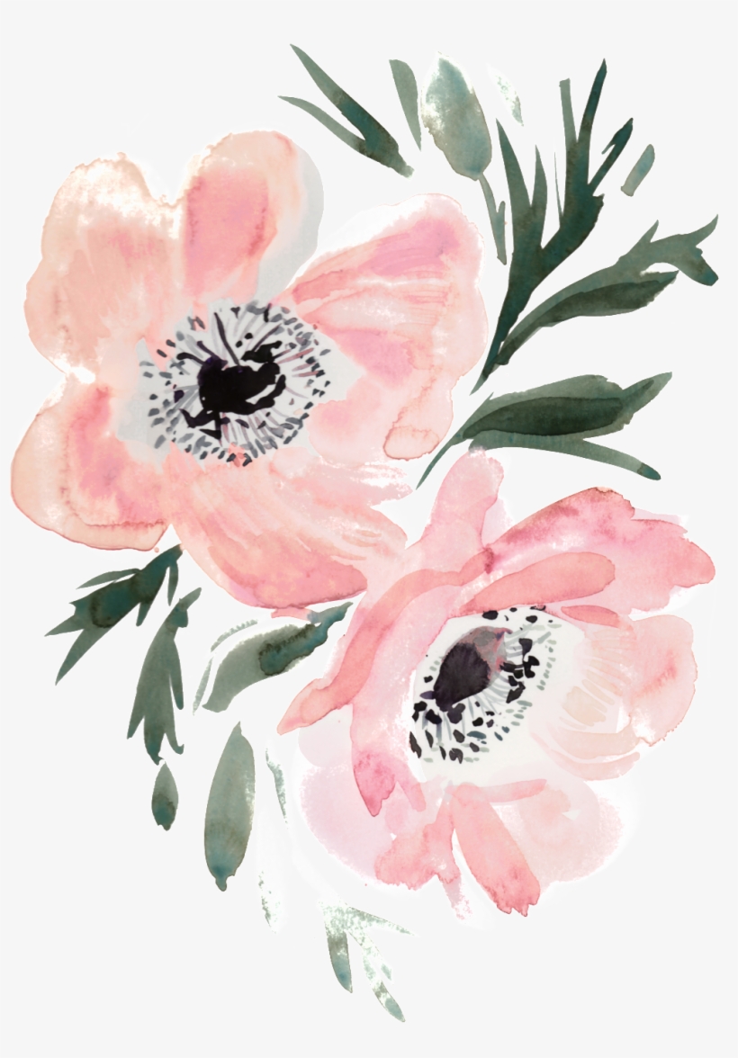 Slim Hand Painted Flowers Transparent Decorative - Peach Coral Floral Garden Party, Blank Words E, transparent png #5156103