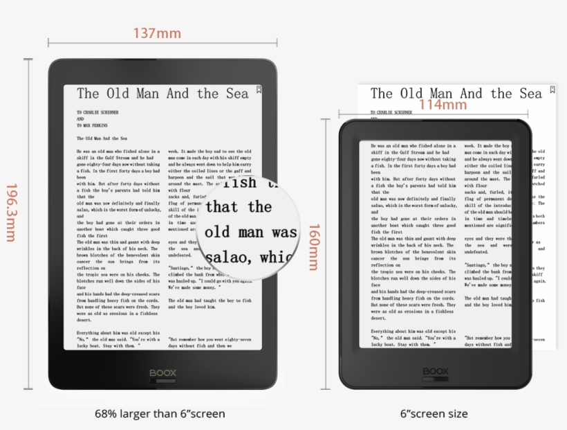 8 Inch E Ink Carta™ Display With Highest Resolution - Boox, transparent png #5159645