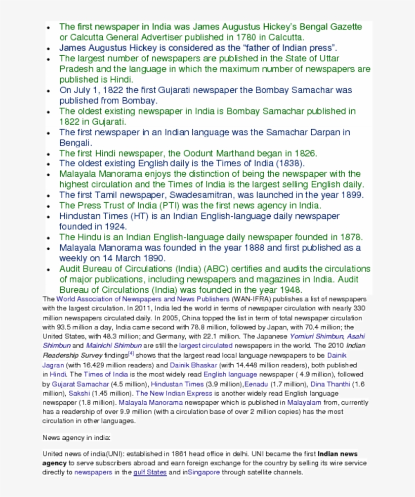 The First Newspaper In India Was James Augustus Hickeys - Document, transparent png #5168296
