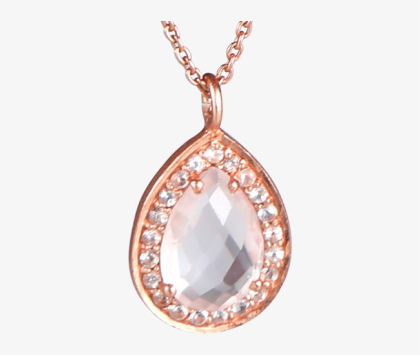 Feminine Necklace In Rose Gold Plated Silver With Rose - Silver, transparent png #5171675