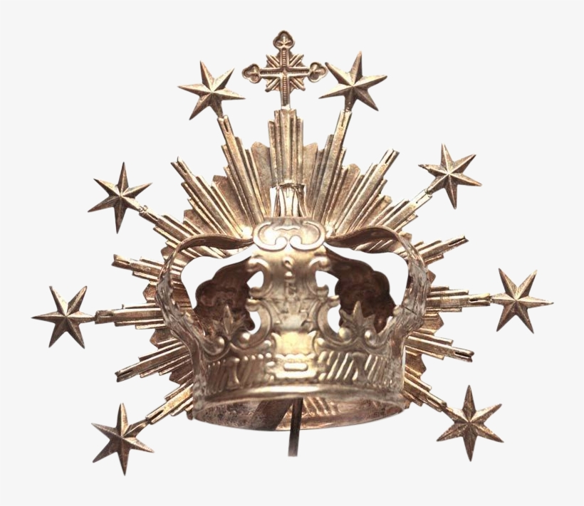 Rare Antique Nineteenth Century Belgian Silvered Santos - Halo Crown, transparent png #5172454