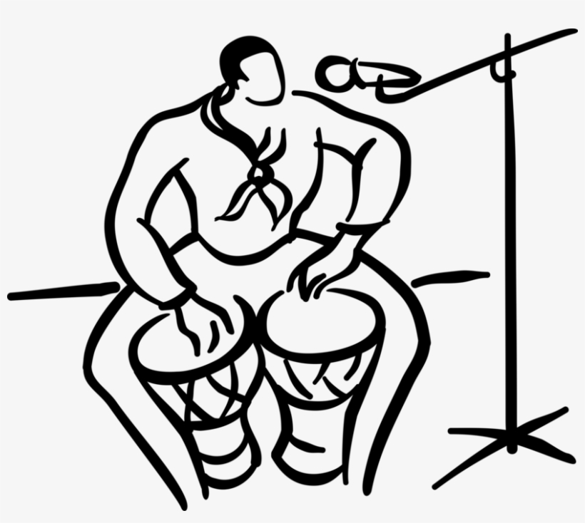 Vector Illustration Of Musician Sings And Plays The - Bongo Drum, transparent png #5172573