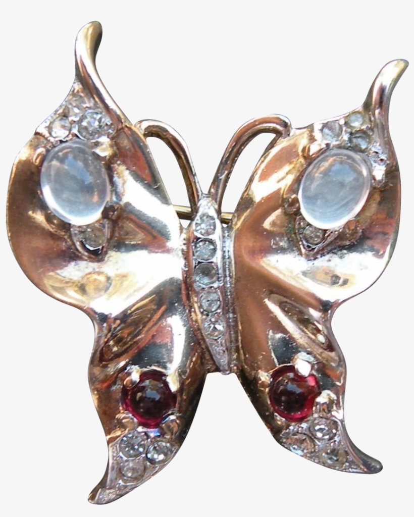 Crown Trifari Jelly Belly Rare Butterfly Pin Silver - Brooch, transparent png #5172869
