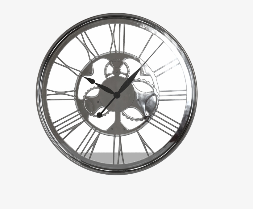 Wall Clock Gear - Horloge Bois Et Metal Blanc, transparent png #5174552