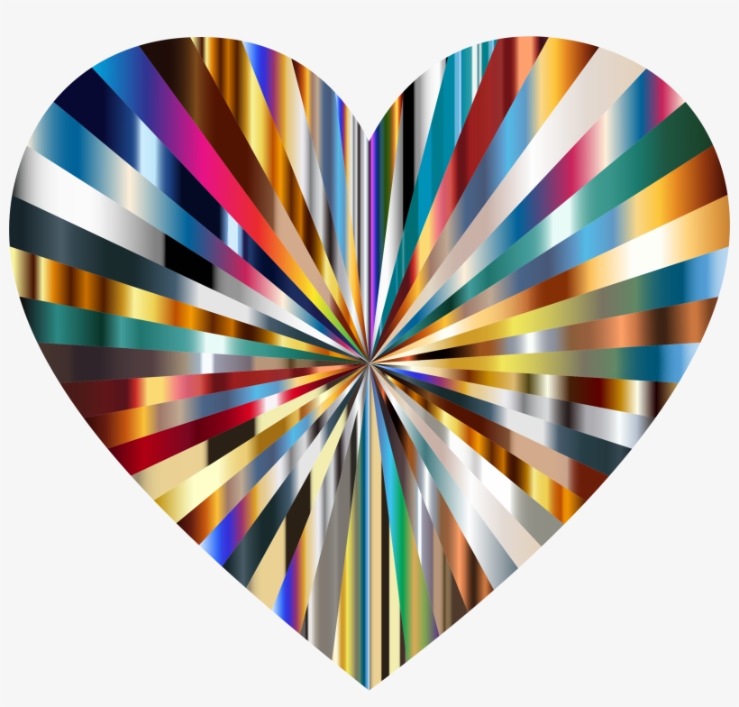 Starburst Heart 5 Png Black And White Download - Metallic Heart Clipart, transparent png #5175335