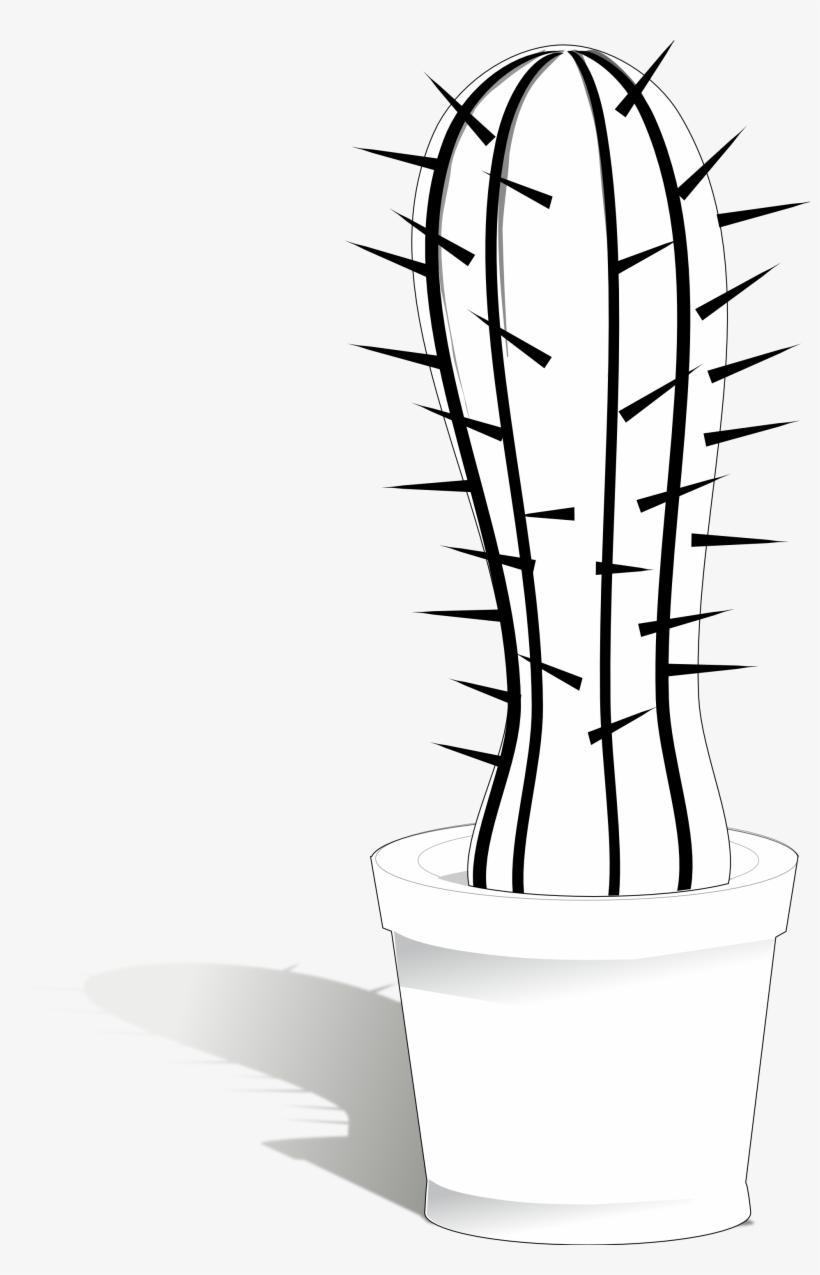Cactus Clip Art Black And White - Clip Art, transparent png #5176185
