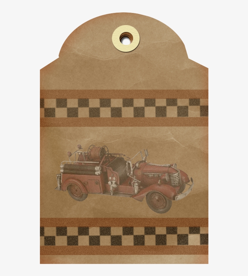 Free Vintage Fire Truck Digi Scrapbook Tag - Clip Art, transparent png #5179350