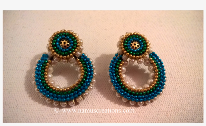 Blue Green And Golden Ball Chain Earring - Ball Chain, transparent png #5179912