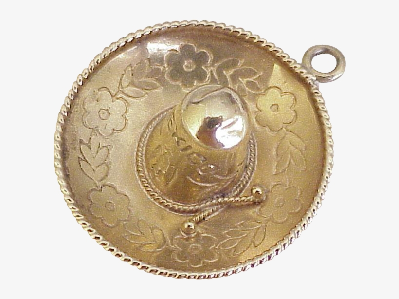 Big Vintage Sombrero Hat Charm Mexico 18k Gold Three - Hat, transparent png #5179979