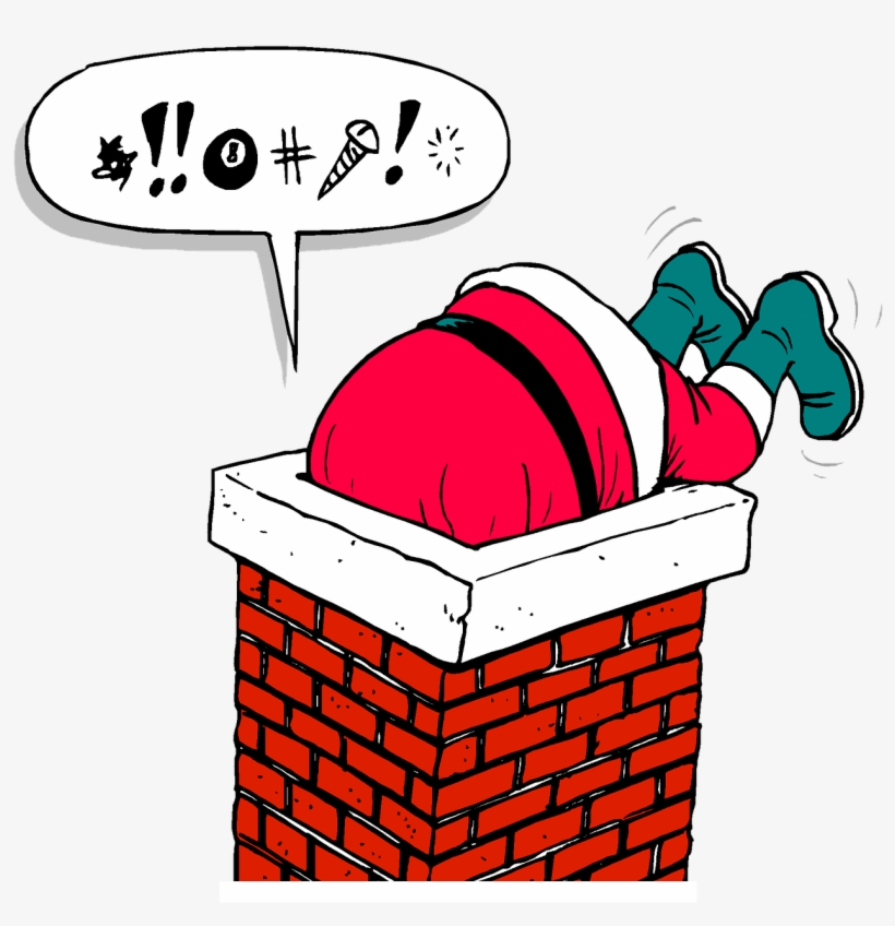 Santa Chimney - Humorous Santa Greeting Card, transparent png #5180480