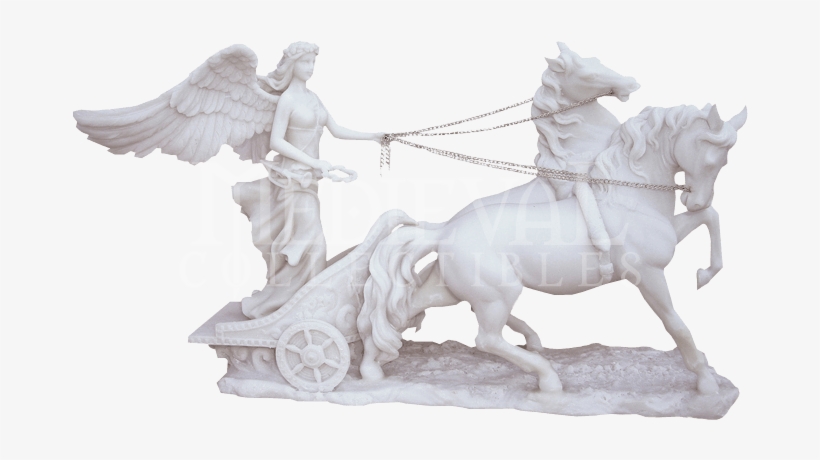 Marble Nike On Chariot Statue - Nike, Greek Goddess Of Victory On Chariot Statue, transparent png #5181537
