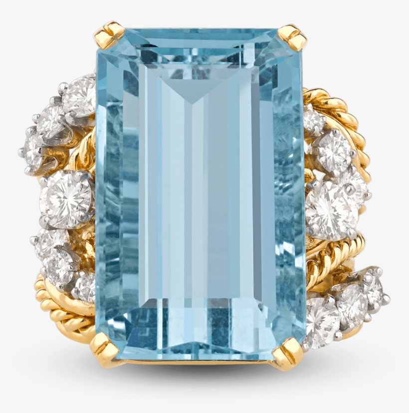 Aquamarine And Diamond Ring, - Aquamarine And Diamond Ring, 23.30 Carats, transparent png #5181743