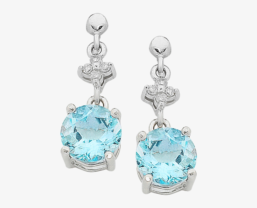 9ct White Gold Aquamarine And Diamond Earrings - White Gold Aquamarine & Diamond Earrings, transparent png #5182060