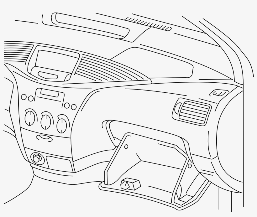 Dashboard,glove Box,dash,car Radio,glove - Car Dashboard Drawing, transparent png #5182952