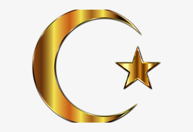 Islam Clipart Moon Stars - Golden Moon And Star, transparent png #5183465